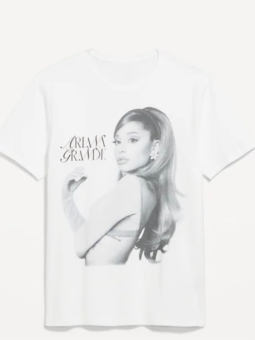 Ariana Grande White Monochrome Portrait Graphic Tee